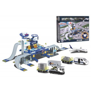 Žaislinė 3 aukštų oro uosto trasa su 5 metalinėmis transporto priemonėmis | Majorette